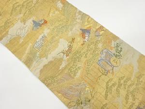 服部織物製　貴女・御所車に屋敷模様織出し袋帯